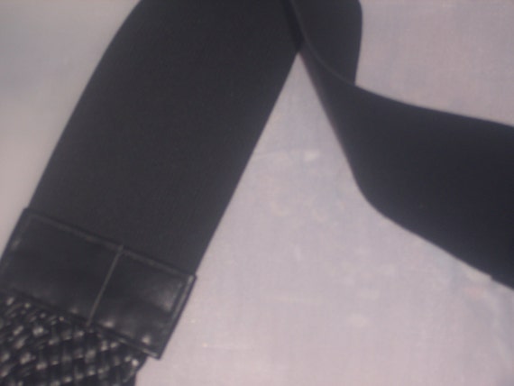 Vintage Black WIDE BRAIDED Stretchy BELT - image 3