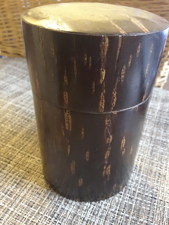 Japanese Tea Caddy Cherry Tree Bark Veneer Etsy