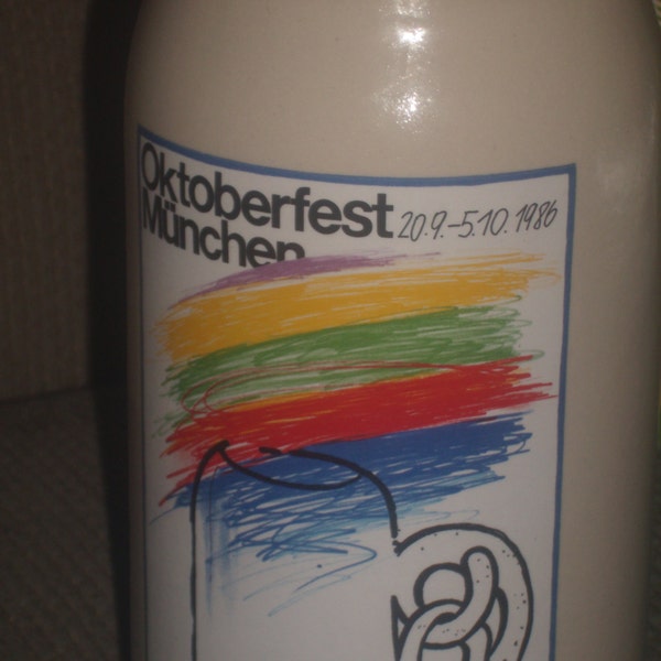 Vintage 1986 Signed Oktoberfest STONEWARE POTTERY STEIN