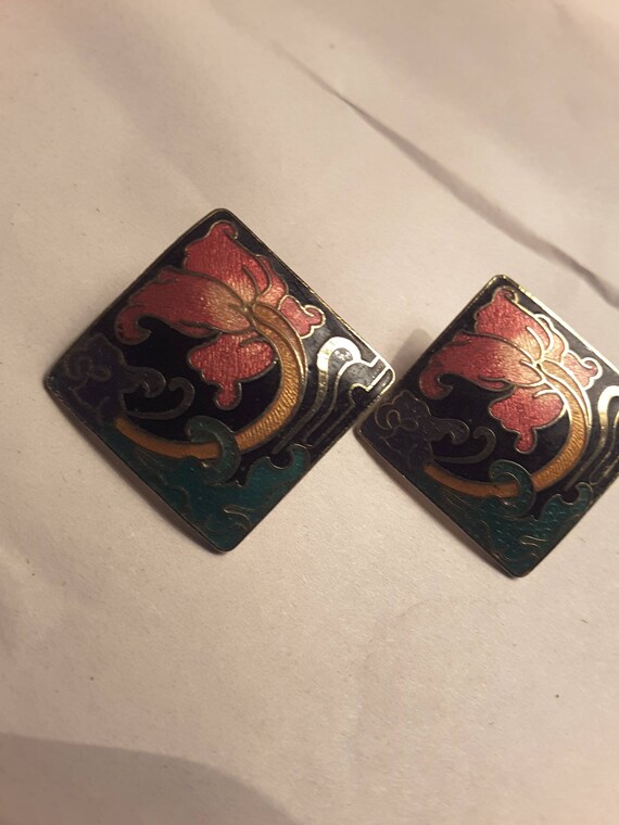 Vintage cloisonne studs - image 4