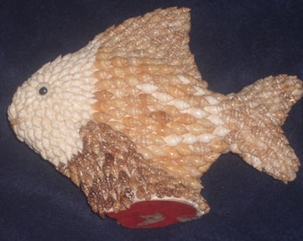 Vintage Shell covered fish sculpture