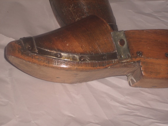 Antique handmade wood children's shoes size 11 fr… - image 1