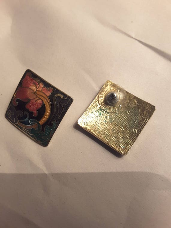 Vintage cloisonne studs - image 2