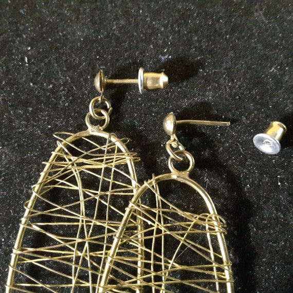 Vintage modern golden wire wrapped pierced earrin… - image 5