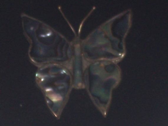 Vintage ABALONE Shell BUTTERFLY BROOCH - image 4
