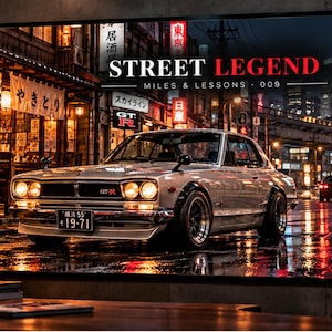 Nissan Skyline GT-R Poster, Printable JDM Style Car Poster, Retro Tokyo Street Racing Wall Art, Digital Download