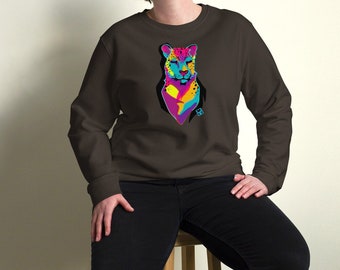 Neon Leopard Unisex organic sweatshirt | Leopard Face Shirt, 90s Inspired Leopard Shirt, Adult Youth Toddler sweatshirt