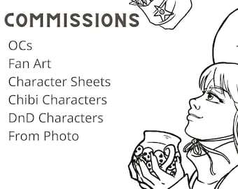 Encargo de arte de línea digital (retrato de anime, OC, arte de fan, DnD, fantasía, chibi) / Arte digital, encargo digital, blanco y negro SFW Only