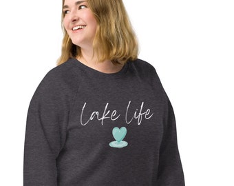 Lake Life Unisex biologische raglan sweatshirt | Lake Life Sweat Shirt, Lake Shirt, Op het meer, Travel Lover Shirt, Avonturier Shirt