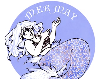 Mermay: A Collection Sketchbook | mermaid artbook, fantasy zine, one color marker illustrations, 31 mermaids