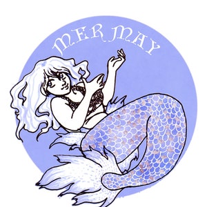 Mermay: A Collection Sketchbook mermaid artbook, fantasy zine, one color marker illustrations, 31 mermaids image 1