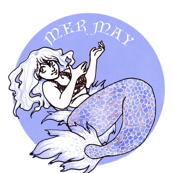 Mermay: A Collection Sketchbook | mermaid artbook, fantasy zine, one color marker illustrations, 31 mermaids