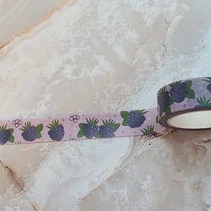 Cascades of Blackberries Washi Tape Art Washi Tape, Bullet journal, Fruit Planner tape, Purple Washi, Summer Washi, kawaii berry image 1