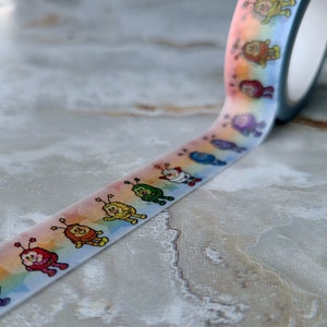Cinta washi de estilo vintage con arcoíris, sprites, estrellas de arcoíris, cinta washi divertida, cinta para álbumes de recortes, cinta washi de dibujos animados