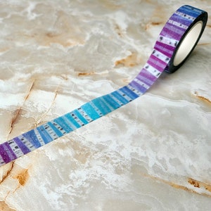 Glitter Winter Woods Washi Tape | Birch trees, Glitter washi, Scrapbook, Gift Wrap Tape, red to blue background, snowy woods
