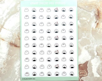 Onigiri mini Stickers | 70 Kawaii rice ball emojis Planner Stickers, Bullet Journal Stickers, Budget Stickers, Cute Stickers