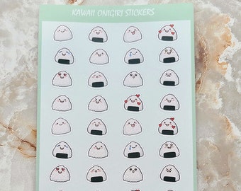 Onigiri emojis Stickers | 32 Kawaii rice ball smiley faces Planner Stickers, Bullet Journal Stickers, Budget Stickers, Cute Stickers