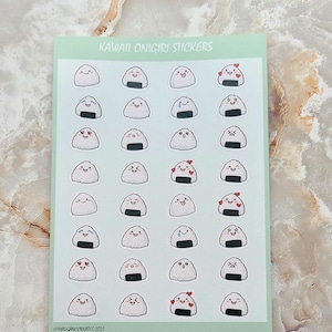 Onigiri emojis Stickers | 32 Kawaii rice ball smiley faces Planner Stickers, Bullet Journal Stickers, Budget Stickers, Cute Stickers