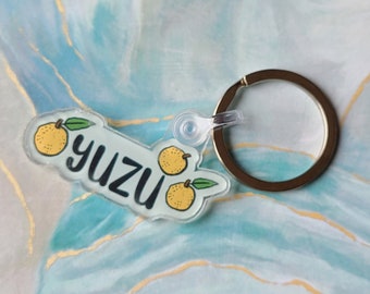 CLEARANCE 2" Yuzu acrylic keychain | kawaii citrus, fruit theme, summer acrylic charm, Fruit keychain