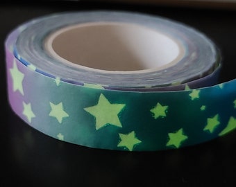 Stars (Glow in the Dark) Washi Tape | Celestial Washi, Bullet journal, Planner tape, Stationery, star washi tape, Night Sky