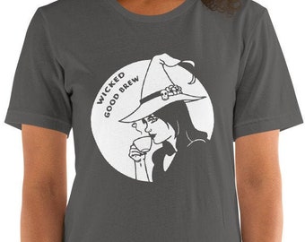 Wicked Good Brew T-Shirt | Drink up witches, tea, Coffee Tee, Funny Shirt, Halloween Shirt, Short-Sleeve Unisex T-Shirt