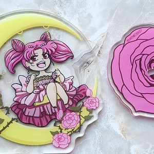 MISPRINT Moon 'Garden Delight' 4 inch Acrylic Standee Anime, Chibi, Moon princess, acrylic stand, Moon, Small Lady image 2