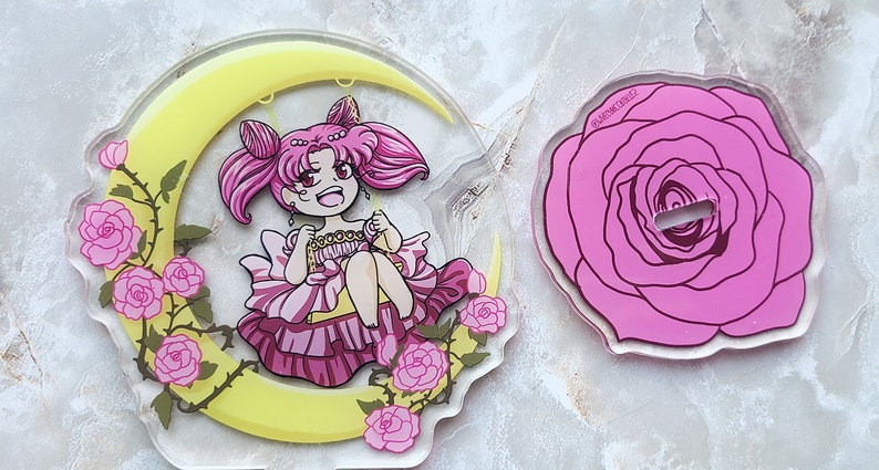 MISPRINT Moon 'Garden Delight' 4 inch Acrylic Standee Anime, Chibi, Moon princess, acrylic stand, Moon, Small Lady image 2