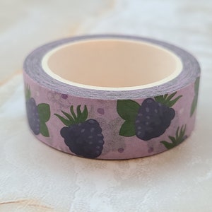 Cascades of Blackberries Washi Tape Art Washi Tape, Bullet journal, Fruit Planner tape, Purple Washi, Summer Washi, kawaii berry image 2