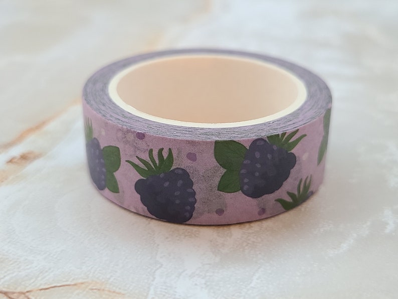 Cascades of Blackberries Washi Tape Art Washi Tape, Bullet journal, Fruit Planner tape, Purple Washi, Summer Washi, kawaii berry image 2
