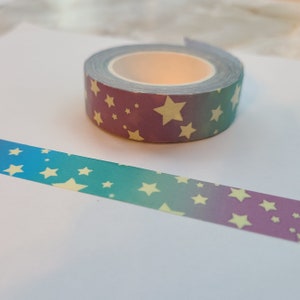 Stars Glow in the Dark Washi Tape Celestial Washi, Bullet journal, Planner tape, Stationery, star washi tape, Night Sky image 5