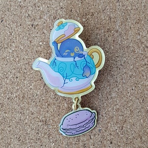 CLEARANCE Polteageist Lapel pins PKM Printed Lapel Pin with macaron dangle 57 mm Pokemon gift, ghost, cute, tea, pokemon pin, spooky Bild 4