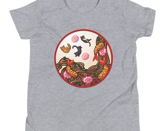 Kitty Cat Ramen Jugend Kurzarm T-Shirt | Katze Nudeln, Kawaii Grafik t-Shirt, Katze Shirt, niedliche Katzen und Ramen Shirt