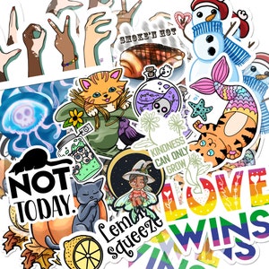 RANDOM STICKER PACK | boho stickers, aesthetic stickers, laptop stickers, pinterest stickers, mystery sticker pack, vinyl stickers