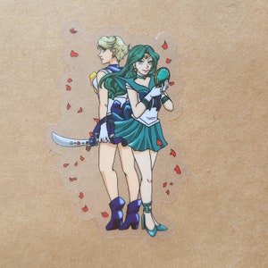 Sailor Uranus and Neptune 3 inch vinyl sticker | Anime sticker, sea and wind, outer senshi, clear vinyl sticker