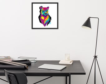 Neon Leopard Framed photo paper poster