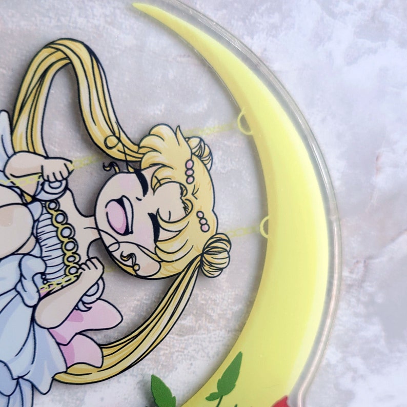 MISPRINT Moon 'Garden Delight' 4 inch Acrylic Standee Anime, Chibi, Moon princess, acrylic stand, Moon, Small Lady image 4