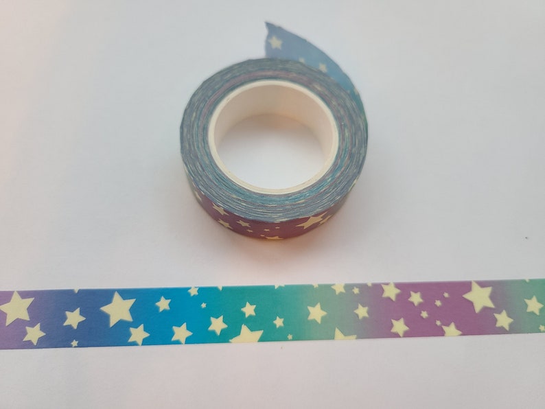 Stars Glow in the Dark Washi Tape Celestial Washi, Bullet journal, Planner tape, Stationery, star washi tape, Night Sky image 4