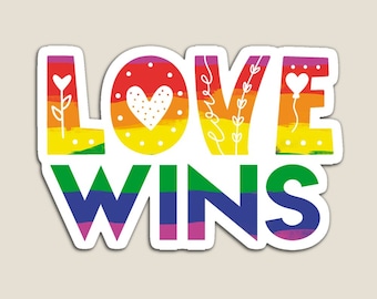 Love Wins Sticker | Rainbow vinyl sticker, LGBTQ+ Decal - Laptop, Water bottle, Love is love Sticker, Pride Decal