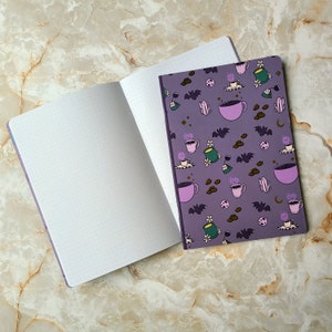 Witchy Café A5 notebook journal | witch notebook, gold foil journal, spooky notebook, Halloween planner