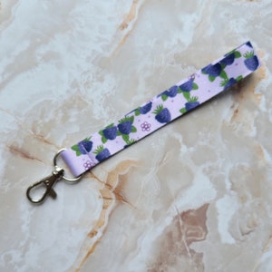 Cascades of Blackberries Wrist strap | Keychain Wristlet, cute Lanyard, fruit Key Strap, Key or badge holder, kawaii wrist lanyard