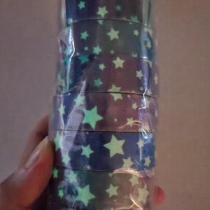 Stars Glow in the Dark Washi Tape Celestial Washi, Bullet journal, Planner tape, Stationery, star washi tape, Night Sky image 2