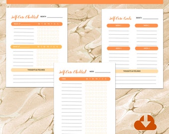 Self Care Planner Printable - Orange | Self Care Checklist, Wellness Planner, Self Care Routine, Daily Checklist, Mindfulness Gift