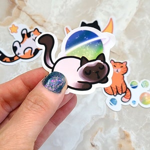 Galaxy Cats Vinyl Stickers | Cute Cat Sticker, Celestial Sticker, Water Bottle Sticker, funny cat sticker, kawaii cats