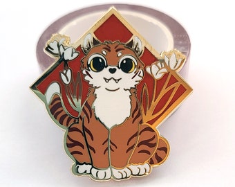 Kawaii Year of the Tiger Enamel Pin No-Year 44.45 mm | Kawaii pin, Lunar or Chinese zodiac, cute zodiac tiger, red and gold pin, lapel pin