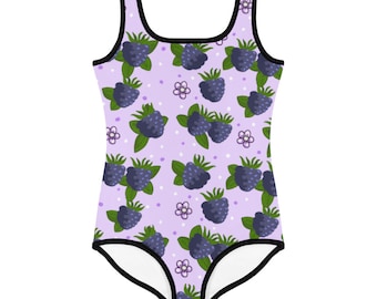 Cascades van Blackberries Kids Swimsuit | Meisjes badmode, peuter badpak, jeugd, maten 2T-7