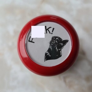 Sello preentintado: Cat screaming F ** k / diseño redondo, sello de 32 mm, stamper de tinta al óleo, sello de correo, tinta negra