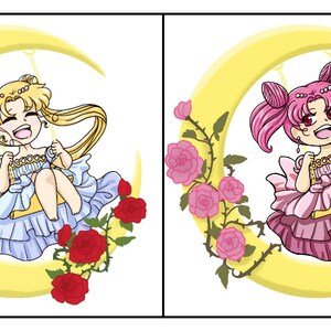 MISPRINT Moon 'Garden Delight' 4 inch Acrylic Standee Anime, Chibi, Moon princess, acrylic stand, Moon, Small Lady image 5