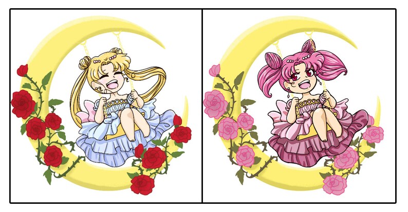 MISPRINT Moon 'Garden Delight' 4 inch Acrylic Standee Anime, Chibi, Moon princess, acrylic stand, Moon, Small Lady image 5