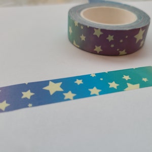 Stars Glow in the Dark Washi Tape Celestial Washi, Bullet journal, Planner tape, Stationery, star washi tape, Night Sky image 6