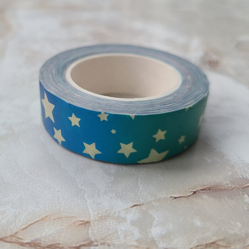 Stars Glow in the Dark Washi Tape Celestial Washi, Bullet journal, Planner tape, Papeterie, star washi tape, Night Sky image 3